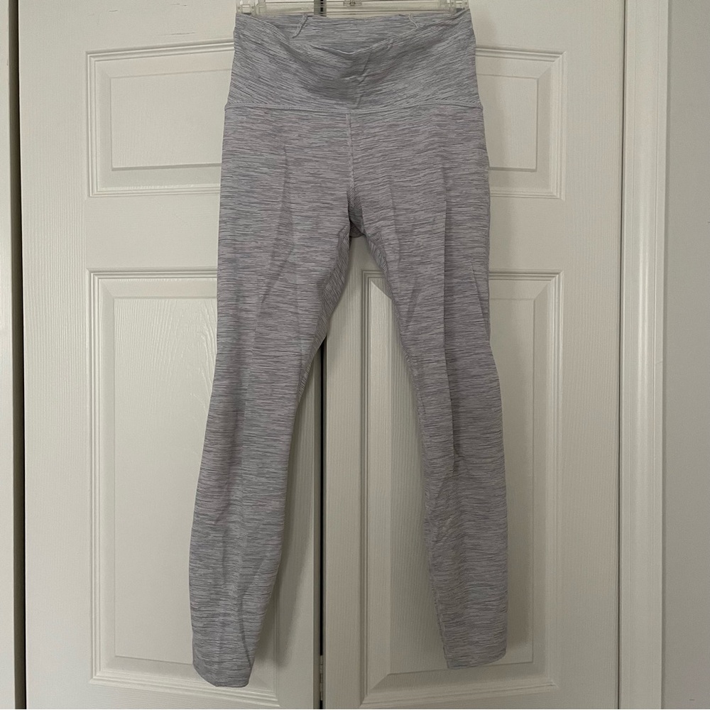 Grey and White Lululemon Ankle Cut Leggings